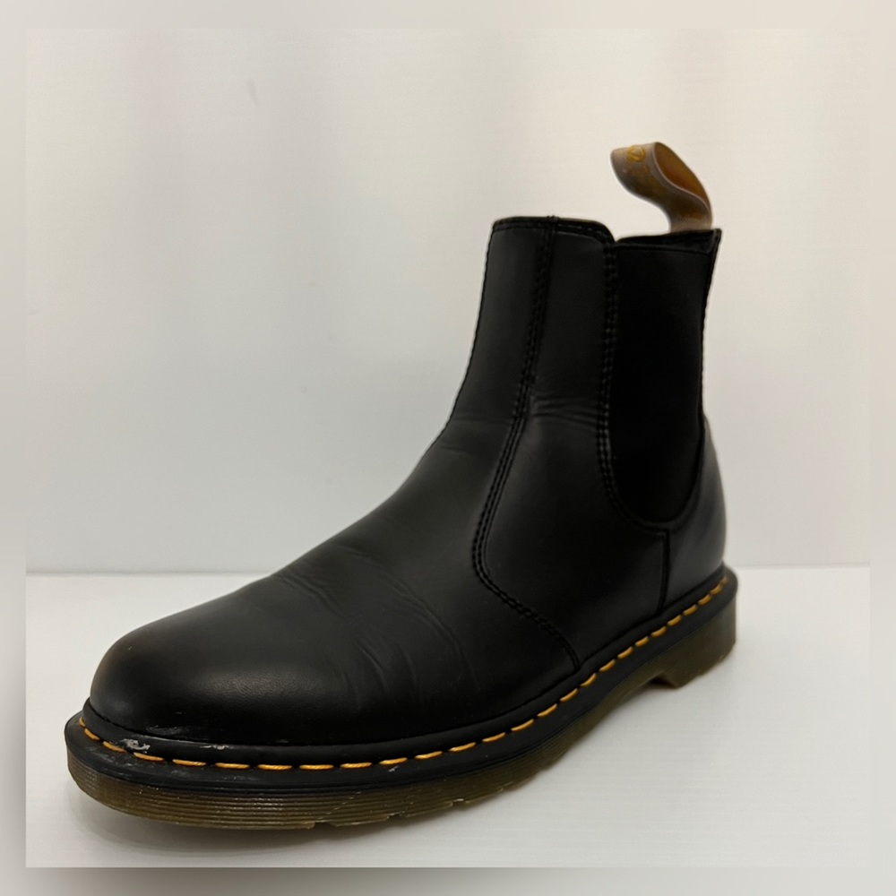 Dr. Martens Black Leather Chelsea Boots with Yellow Stitching
